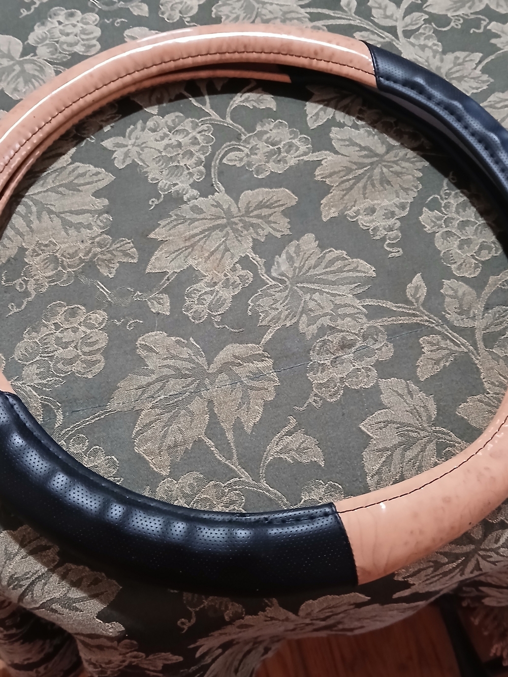Update Your Car Black and Tan Two-Tone Steering Wheel Cover